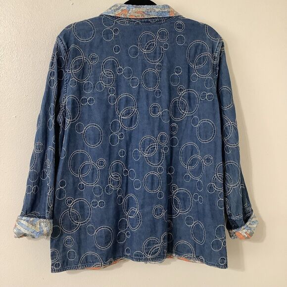 Vintage Artsy Bohemian Hippie Reversible Embroidered Patchwork Denim Jacket XL - Picture 2 of 5